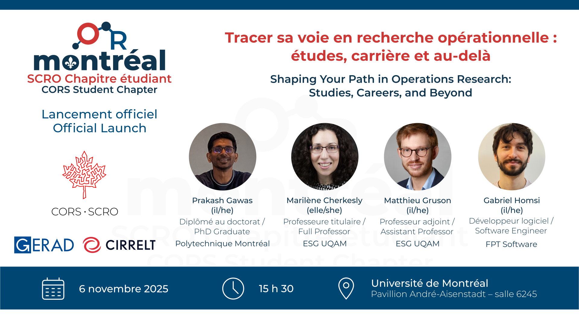 Bannière — Tracer sa voie en recherche opérationnelle : études, carrière et au-delà